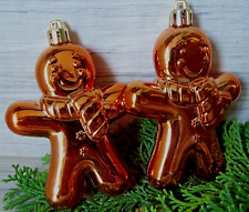 2 Lebkuchenmänner--Baumschmuck--kupfer glänzend--Christbaumkugel-Lebkuchenmann