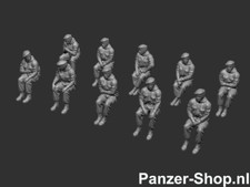 10x Sitzende Bundeswehr Figuren, Spur H0, 1:87, Unbemalt, Minitanks Soldaten