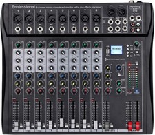 Depusheng DT8 Professionelles Mischpult mit 8 Kanälen, Tischsystem digitaler USB