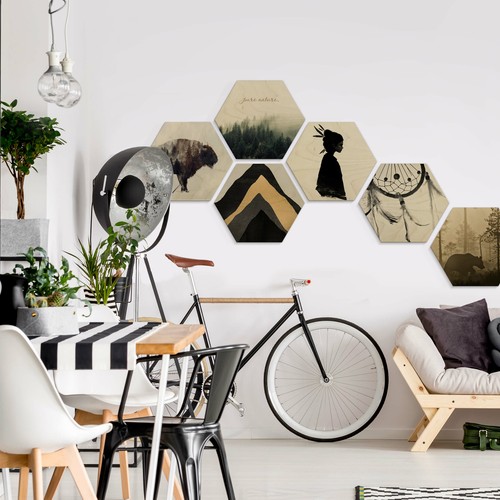 Hexagon holz birke furnier - holz,