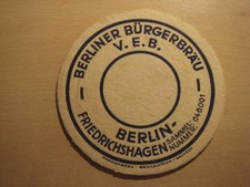 DDR Bierdeckel Coaster VEB Berliner Bürgerbräu Berlin Impr. Pappenwerk Großsch.