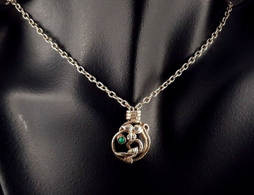 Kette silber grün - floral,