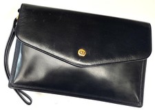 Dior Clutch Tasche Leder Schwarz 16cm CD Logo Gebraucht