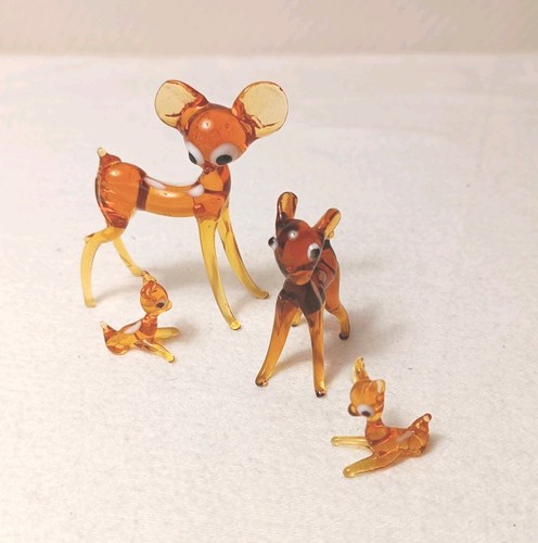 Vintage glasfiguren rehfamilie - glasfiguren,
