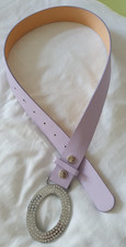 Damengürtel Fliederfarbend mit Strassschnalle Kunstleder 85 cm