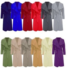 Langer italienischer Damen-Staubtuchmantel schlicht mit Gürtel Promi italienisch inspiriert Größe 8-22