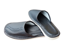 Herren Hausschuhe Leder Echtleder Pantoffeln Latschen Schlappen Schwarz 40-46 Gr