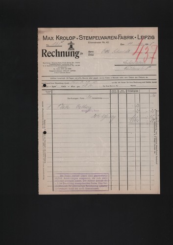 Leipzig rechnung 1915 - rechnung, 1915,