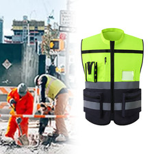 Warnweste mit Tasche Reißverschluss reflektierender Jacke Sicherheitsweste
