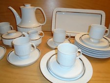 Thomas Lanzette weiß mit Platinrand Kaffeeservice für 6 Personen Tortenplatte