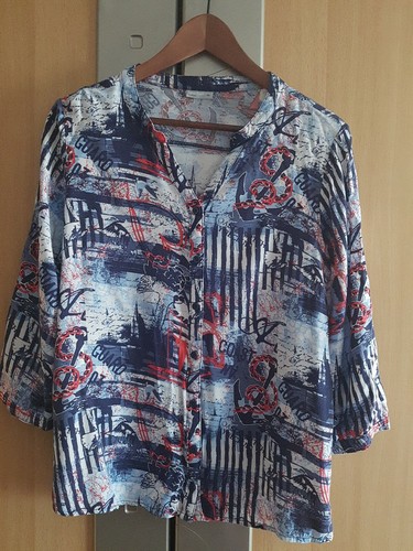 Damen bluse blau mit - blau, anker