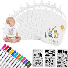 12 Stück Baby Lätzchen Zum Bemalen Lätzchen Baumwolle Doppelseitig Stiften Malen