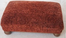 Antiker Fußhocker Florales Polster  Vintage Holzhocker Shabby Chic