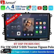 DAB+ Android 14 Carplay Autoradio GPS RDS Für VW GOLF 5 6 Touran EOS Tiguan Polo