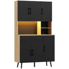 Küche Speisekammer Schrank RGB LED Stauraum Modern Schrank Sideboard Schwarz