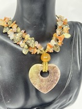 Halskette Naturstein Edelstein Antik Retro Vintage Nuggets Collier