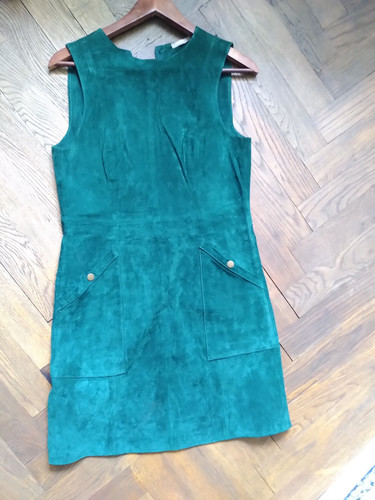 Dunkelgrünes wildlederkleid - dunkelgrünes,