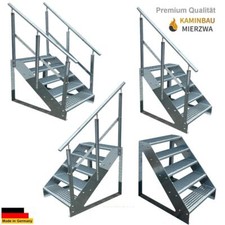 Premium Außen - Treppe Freistehend 5 Stufen Höhe 95cm Breite 60-140cm / Geländer
