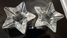 2 Design Kerzenhalter / Teelichthalter aus schwerem Glas 463 g pro Stück / Stern