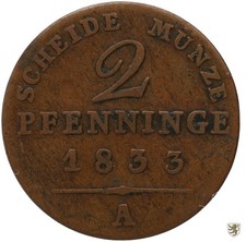 PREUSSEN 2 Pfennig 1833 A