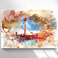 Düsseldorf Skyline Abstraktes Bilder Leinwand Wandbild Kunst Modern XXL 3667A