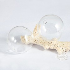 2x Glasperlen 30mm Hohlglasperlen transparent Glas Handarbeit GlitzerInsel 00426