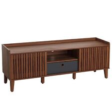 B-Ware TV-Rack MCW-M48, Holz 56x150x40cm, Walnuss-Optik, Schublade dunkelgrau