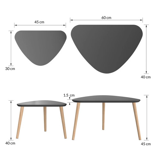 Beistelltisch 2er set retro - beistelltisch,
