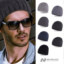 gefütterte Strickmütze für Herren, Mütze mit Fleece Futter, Winter-Mütze