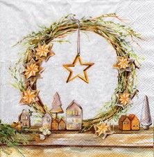 3 Servietten ~ Weihnachten, Weihnachtskranz, Deko, Landhausstil ~ 33x33