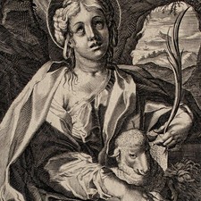 Dominicus Custos Heilige Agnes von Rom Märtyrin Original Kupferstich um 1600