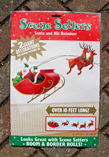 großes wand bild weihnachten folie motiv weihnachtsmann rentiere schlitten