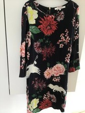 blusenkleid kappahl 36 asia kranich vogel blumen print dunkelblau boho