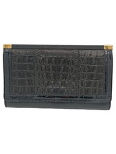 KAVIAR GAUCHE Clutch Leder Schwarz Tierdruck Metallic Elegant Gebrauchsspuren
