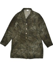 VINTAGE Damen Longline Shirt Bluse UK 18 XL Grau Camouflage Polyester AP81