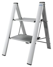 Alu-Klapptrittleiter LEONARDO 2 Design 2-stufig silbergrau B-Ware