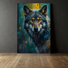 Mystischer Wolf Poster Leinwand – Nordisches Tier Wandbild – Fantasy Deko XXL