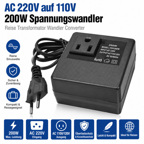 220v auf 110v 200w - ac,