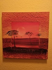 Wandbild Afrika Savanne Wüste Sonnenuntergang Acryl  50x50x3 Topzustand 