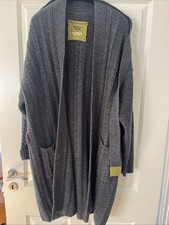 Gudrun Sjöden Strick Mantel Jacke Größe L Dunkel Grau Aus Wolle