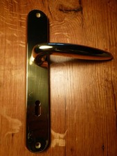 Türbeschlag Messing 4kant 8mm poliert massiv Messing Drückergarnitur