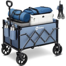 80KG Bollerwagen Faltbar Offroad Transportwagen Handwagen Klein Strandwagen Blau
