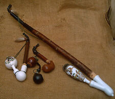 KONVOLUT alte PFEIFEN HOLZPFEIFEN und PORZELLANPFEIFEN mit MOTIV  TIERE jagdlich