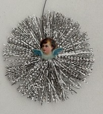 Alter Weihnachtsschmuck Christbaumschmuck Tinsel Oblatenbild Engel 1952/21