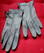 Lederhandschuhe ultrazart ungef. Damen GRAU Gr.6,5 - 7  /XS - S  20 cm lang