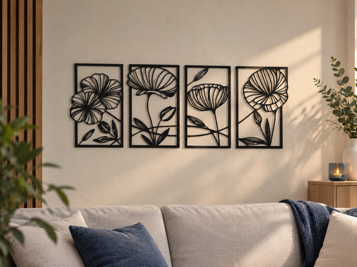 Blumen wanddeko teilig - blumen,
