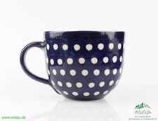 Keramik Tasse 400ml Jumbotasse blau weiß gepunktet Bauernhaus Landhausstil