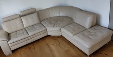 Ledercouch, Ecksofa Leder mit XXL Ecke Beige/Creme gebraucht