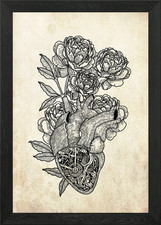 Blume mechanisch Herz gerahmt