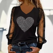 Damen Mesh Pailletten Tunika